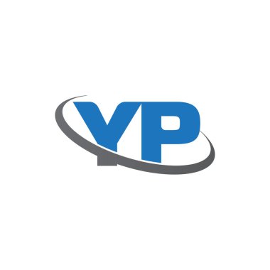 Initial letters YP, swoosh orbit ring logo, blue gray, vector template elements for business, company, creative industry