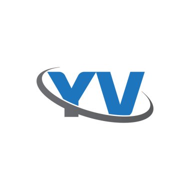 Initial letters YV, swoosh orbit ring logo, blue gray, vector template elements for business, company, creative industry