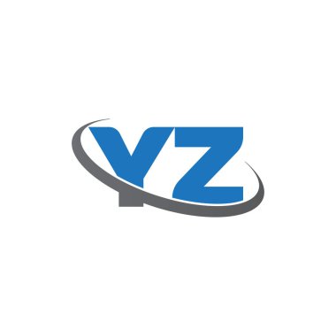 Initial letters YZ, swoosh orbit ring logo, blue gray, vector template elements for business, company, creative industry