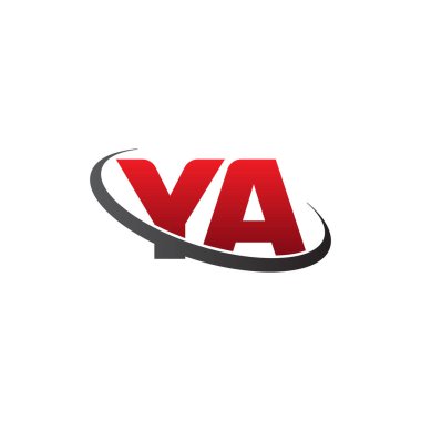Initial letters YA, swoosh orbit ring logo, red gray black, vector template elements for business, company, creative industry
