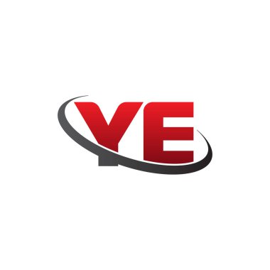 Initial letters YE, swoosh orbit ring logo, red gray black, vector template elements for business, company, creative industry