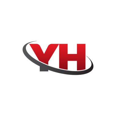 Initial letters YH, swoosh orbit ring logo, red gray black, vector template elements for business, company, creative industry