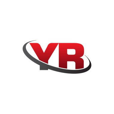 Initial letters YR, swoosh orbit ring logo, red gray black, vector template elements for business, company, creative industry