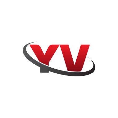 Initial letters YV, swoosh orbit ring logo, red gray black, vector template elements for business, company, creative industry