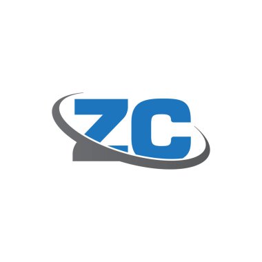 Initial letters ZC, swoosh orbit ring logo, blue gray, vector template elements for business, company, creative industry