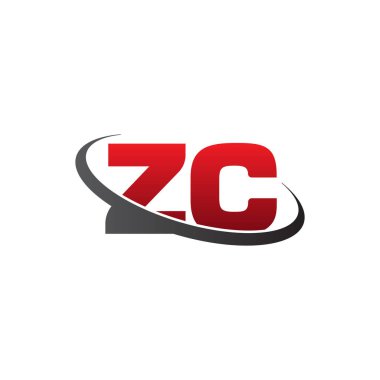 Initial letters ZC, swoosh orbit ring logo, red gray black, vector template elements for business, company, creative industry