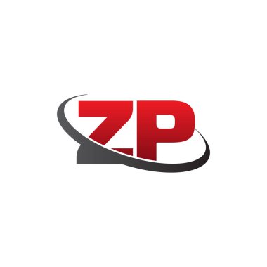 Initial letters ZP, swoosh orbit ring logo, red gray black, vector template elements for business, company, creative industry