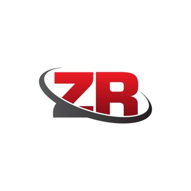 Initial letters ZR, swoosh orbit ring logo, red gray black, vector template elements for business, company, creative industry
