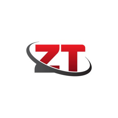 Initial letters ZT, swoosh orbit ring logo, red gray black, vector template elements for business, company, creative industry