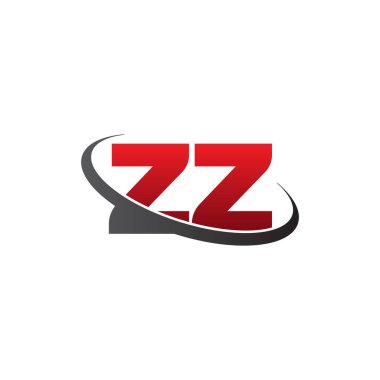 Initial letters ZZ, swoosh orbit ring logo, red gray black, vector template elements for business, company, creative industry