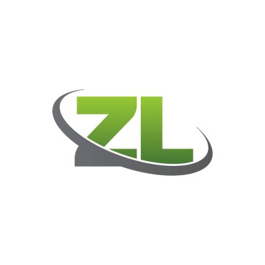 Initial letters ZL, swoosh orbit ring logo, green gray silver, vector template elements for business, company, creative industry