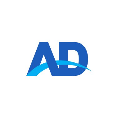 Initial letters logo AD, overlapping linked swoosh capital logo concept, blue, vector icon logo template elements for business, company, creative industry