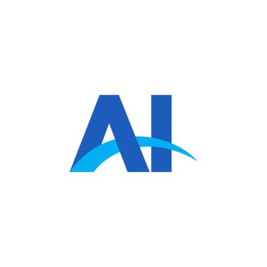 Initial letters logo AI, overlapping linked swoosh capital logo concept, blue, vector icon logo template elements for business, company, creative industry