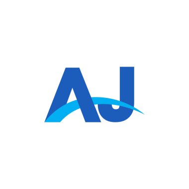 Initial letters logo AJ, overlapping linked swoosh capital logo concept, blue, vector icon logo template elements for business, company, creative industry