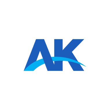 Initial letters logo AK, overlapping linked swoosh capital logo concept, blue, vector icon logo template elements for business, company, creative industry