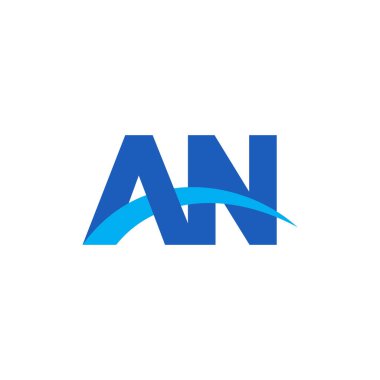 Initial letters logo AN, overlapping linked swoosh capital logo concept, blue, vector icon logo template elements for business, company, creative industry