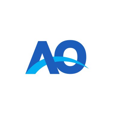 Initial letters logo AO, overlapping linked swoosh capital logo concept, blue, vector icon logo template elements for business, company, creative industry