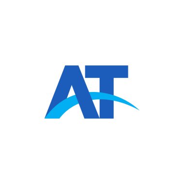 Initial letters logo AT, overlapping linked swoosh capital logo concept, blue, vector icon logo template elements for business, company, creative industry