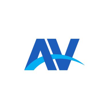 Initial letters logo AV, overlapping linked swoosh capital logo concept, blue, vector icon logo template elements for business, company, creative industry