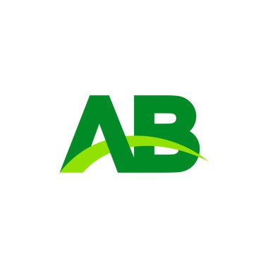 Initial letters logo AB, overlapping linked swoosh grass capital logo concept, eco nature green, vector icon logo template elements for business, company, creative industry