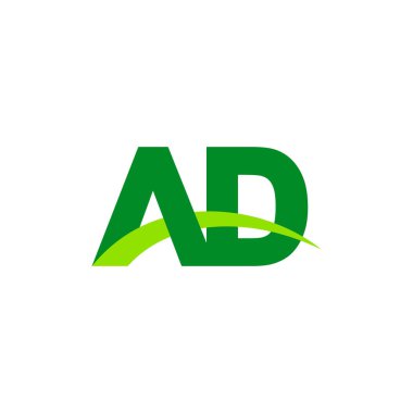 Initial letters logo AD, overlapping linked swoosh grass capital logo concept, eco nature green, vector icon logo template elements for business, company, creative industry