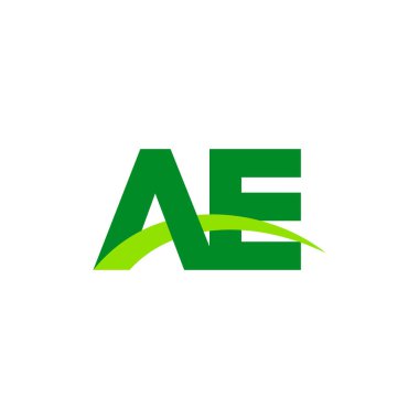 Initial letters logo AE, overlapping linked swoosh grass capital logo concept, eco nature green, vector icon logo template elements for business, company, creative industry