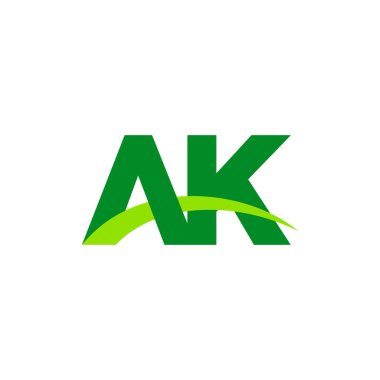 Initial letters logo AK, overlapping linked swoosh grass capital logo concept, eco nature green, vector icon logo template elements for business, company, creative industry