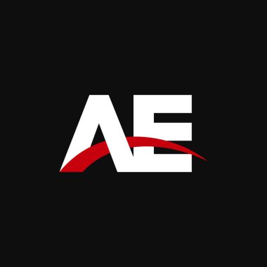 Initial letters logo AE, overlapping linked swoosh capital logo concept, white red black background, vector icon logo template elements for business, company, creative industry