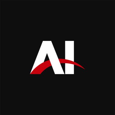 Initial letters logo AI, overlapping linked swoosh capital logo concept, white red black background, vector icon logo template elements for business, company, creative industry