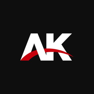 Initial letters logo AK, overlapping linked swoosh capital logo concept, white red black background, vector icon logo template elements for business, company, creative industry
