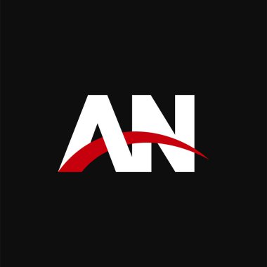 Initial letters logo AN, overlapping linked swoosh capital logo concept, white red black background, vector icon logo template elements for business, company, creative industry