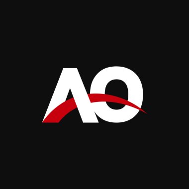 Initial letters logo AO, overlapping linked swoosh capital logo concept, white red black background, vector icon logo template elements for business, company, creative industry
