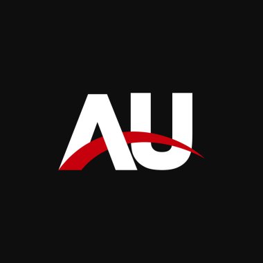 Initial letters logo AU, overlapping linked swoosh capital logo concept, white red black background, vector icon logo template elements for business, company, creative industry