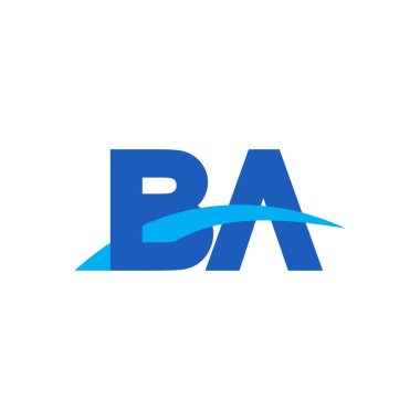 Initial letters logo BA, overlapping linked swoosh capital logo concept, blue, vector icon logo template elements for business, company, creative industry