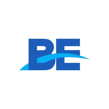 Initial letters logo BE, overlapping linked swoosh capital logo concept, blue, vector icon logo template elements for business, company, creative industry