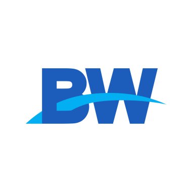 Initial letters logo BW, overlapping linked swoosh capital logo concept, blue, vector icon logo template elements for business, company, creative industry