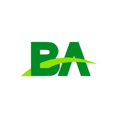 Initial letters logo BA, overlapping linked swoosh grass capital logo concept, eco nature green, vector icon logo template elements for business, company, creative industry