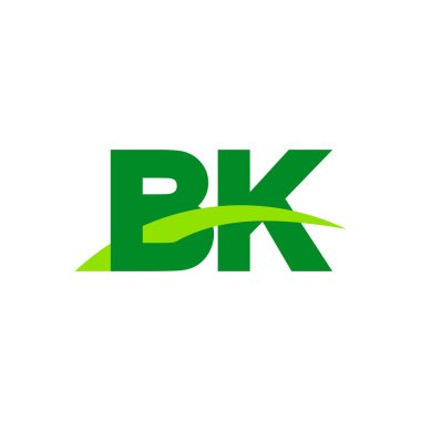 Initial letters logo BK, overlapping linked swoosh grass capital logo concept, eco nature green, vector icon logo template elements for business, company, creative industry