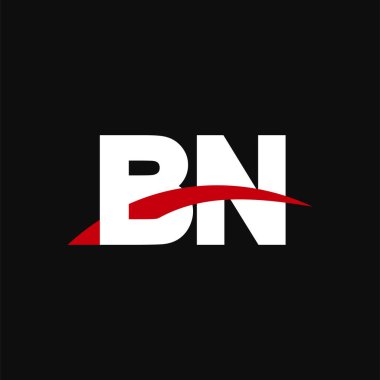 Initial letters logo BN, overlapping linked swoosh capital logo concept, white red black background, vector icon logo template elements for business, company, creative industry