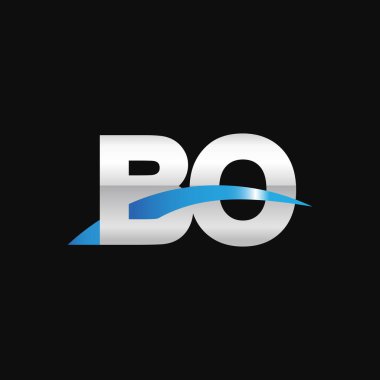 Initial letters logo BO, overlapping linked swoosh capital logo concept, metallic silver blue black background, vector icon logo template elements for business, company, creative industry