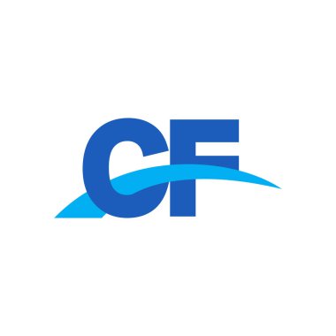 Initial letters logo CF, overlapping linked swoosh capital logo concept, blue, vector icon logo template elements for business, company, creative industry