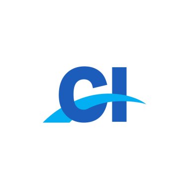 Initial letters logo CI, overlapping linked swoosh capital logo concept, blue, vector icon logo template elements for business, company, creative industry