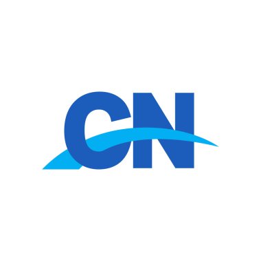 Initial letters logo CN, overlapping linked swoosh capital logo concept, blue, vector icon logo template elements for business, company, creative industry
