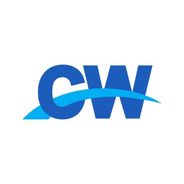 Initial letters logo CW, overlapping linked swoosh capital logo concept, blue, vector icon logo template elements for business, company, creative industry