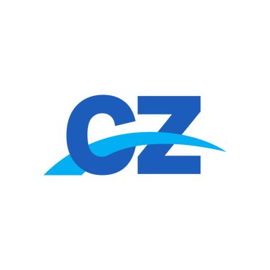 Initial letters logo CZ, overlapping linked swoosh capital logo concept, blue, vector icon logo template elements for business, company, creative industry