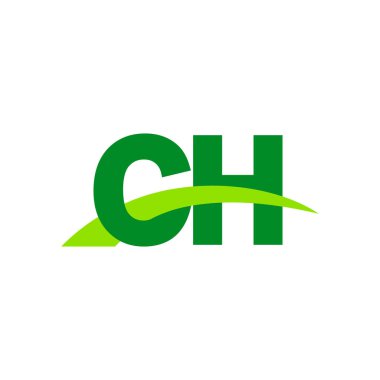 Initial letters logo CH, overlapping linked swoosh grass capital logo concept, eco nature green, vector icon logo template elements for business, company, creative industry