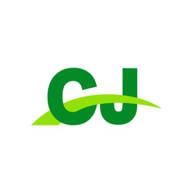 Initial letters logo CJ, overlapping linked swoosh grass capital logo concept, eco nature green, vector icon logo template elements for business, company, creative industry