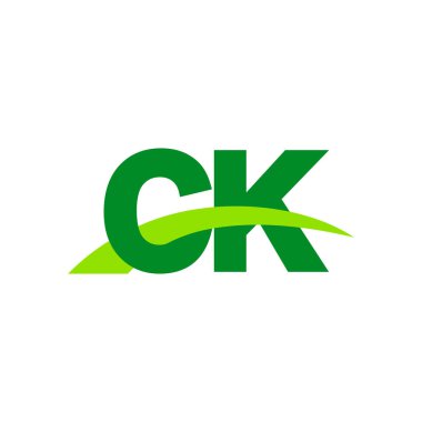 Initial letters logo CK, overlapping linked swoosh grass capital logo concept, eco nature green, vector icon logo template elements for business, company, creative industry
