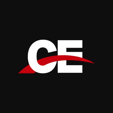 Initial letters logo CE, overlapping linked swoosh capital logo concept, white red black background, vector icon logo template elements for business, company, creative industry