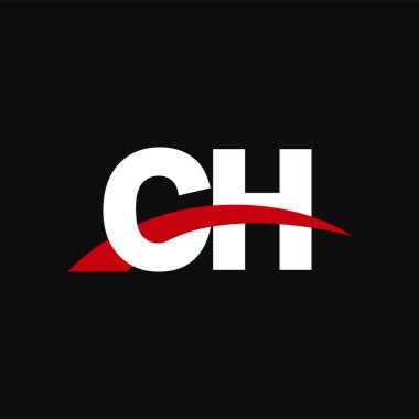 Initial letters logo CH, overlapping linked swoosh capital logo concept, white red black background, vector icon logo template elements for business, company, creative industry